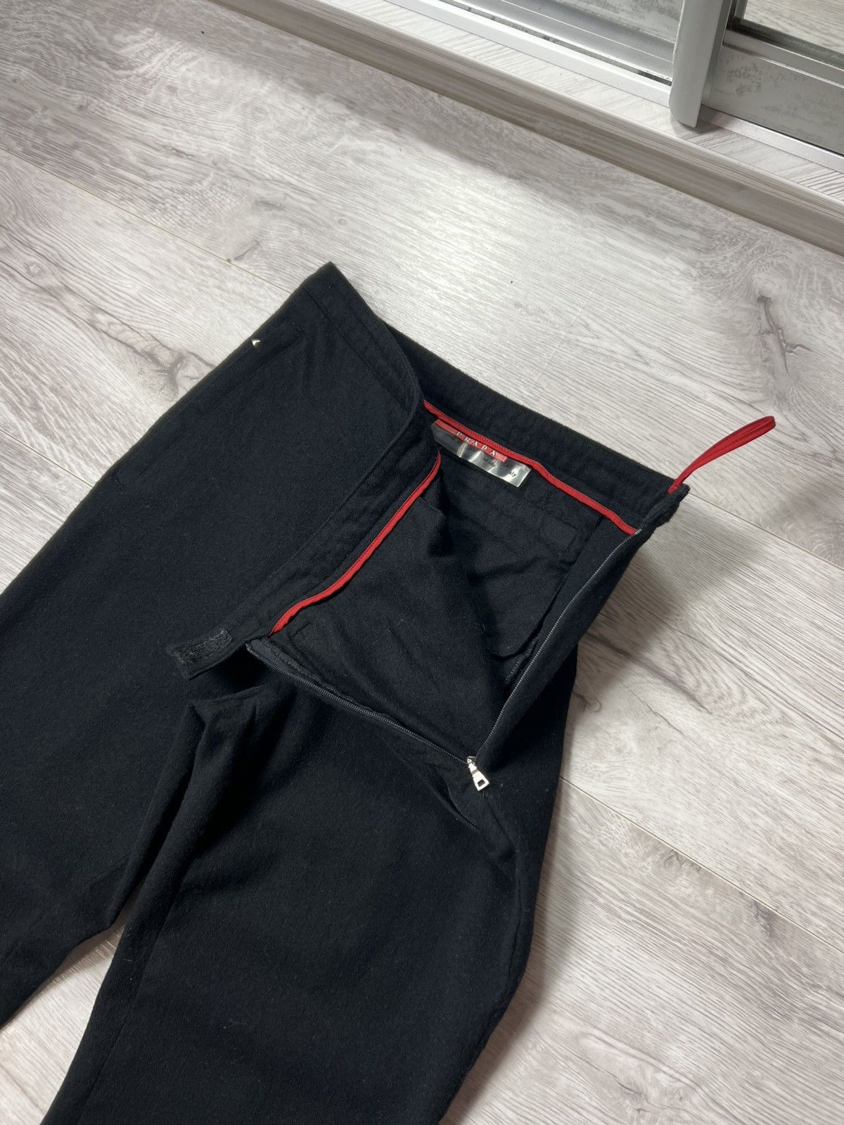 Prada 1999s Prada Sport Black Wool & Nylon Pants Red Tab Trousers Size 26" / US 2 / IT 38 - 7 Thumbnail