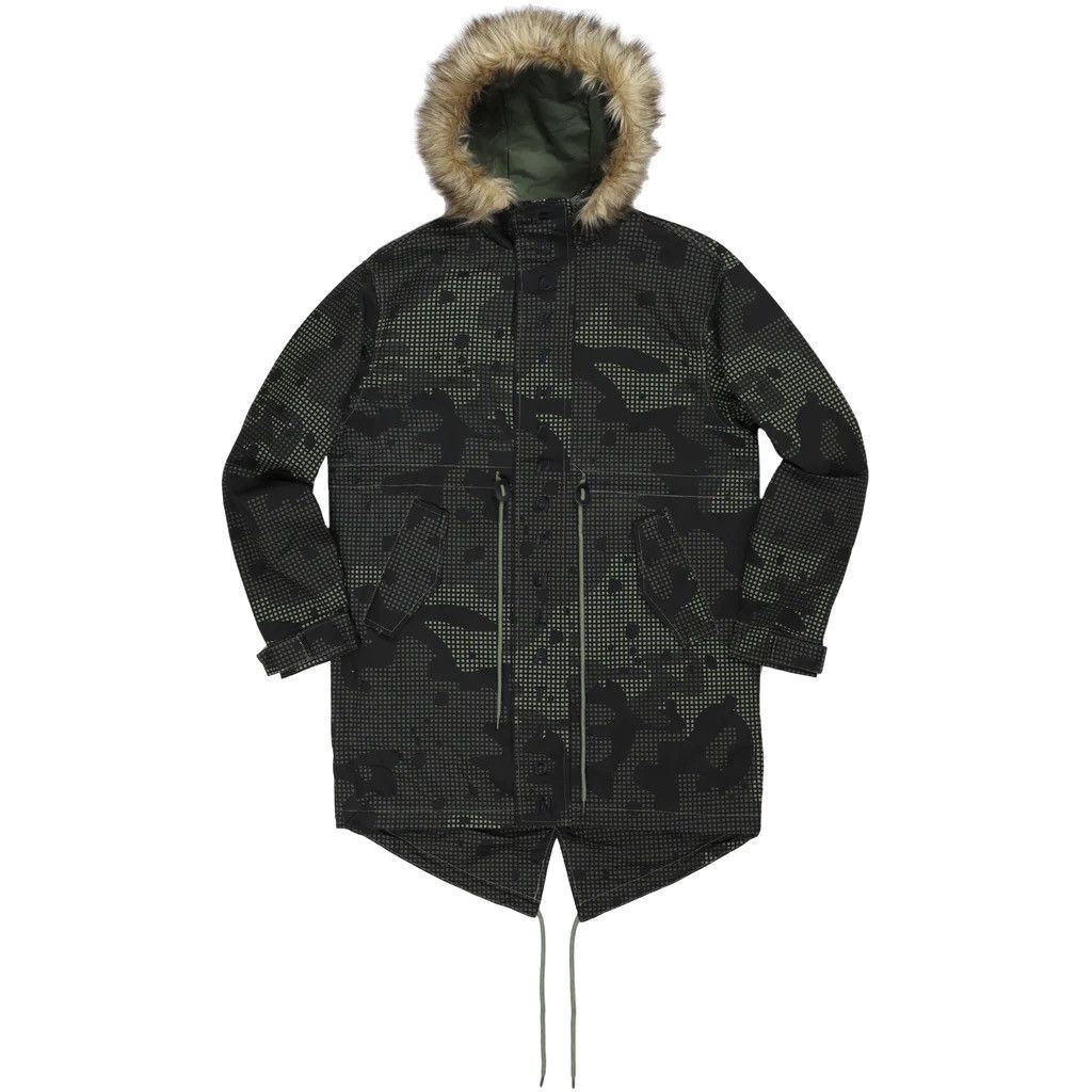 image of Fuck The Population Ftp Spell Out Fishtail Parka (Night Camo)- Xl, Men's