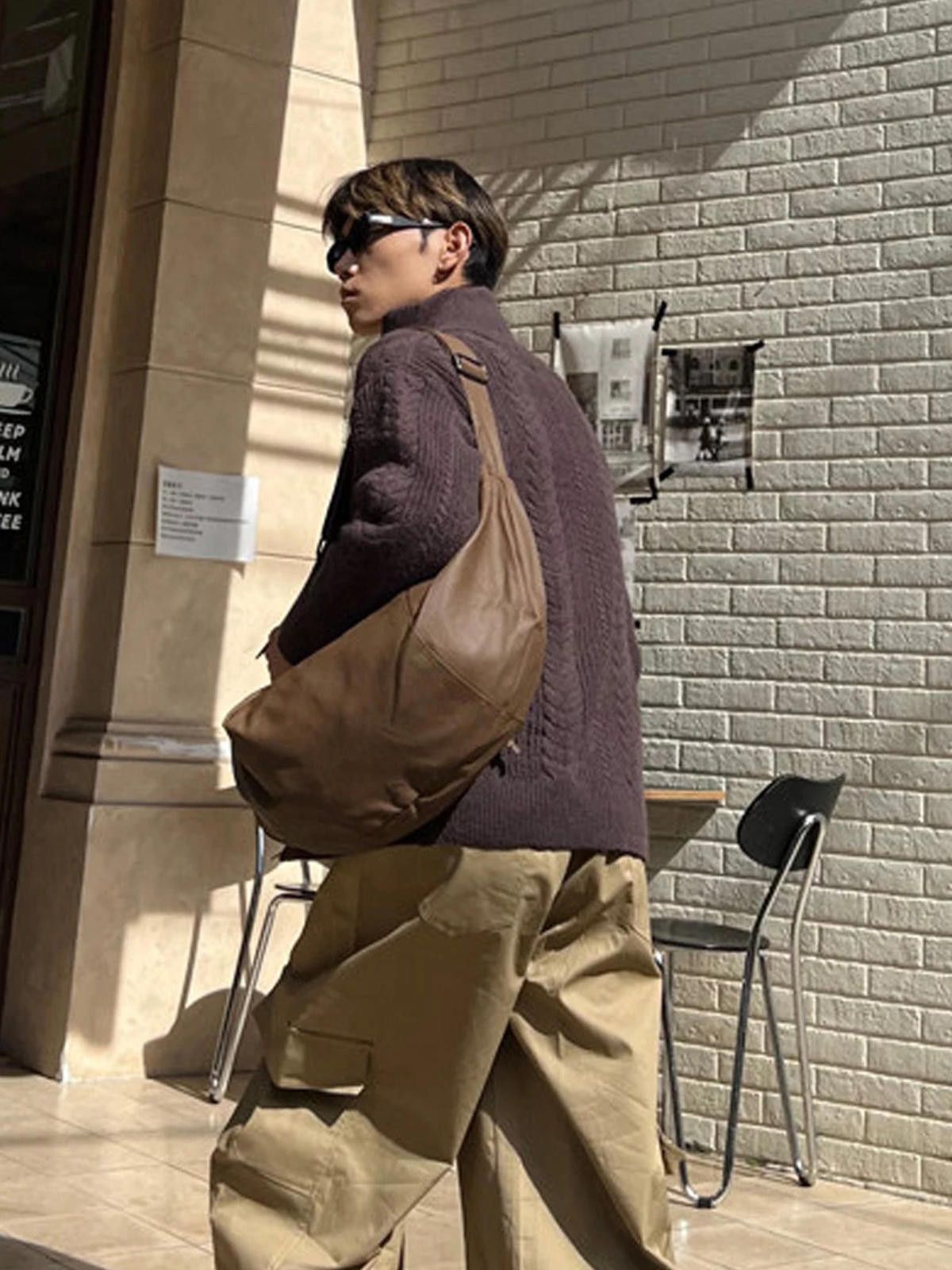 Leather Brown Leather Crossbody Bag, Casual Shoulder Bag Size ONE SIZE - 4 Thumbnail