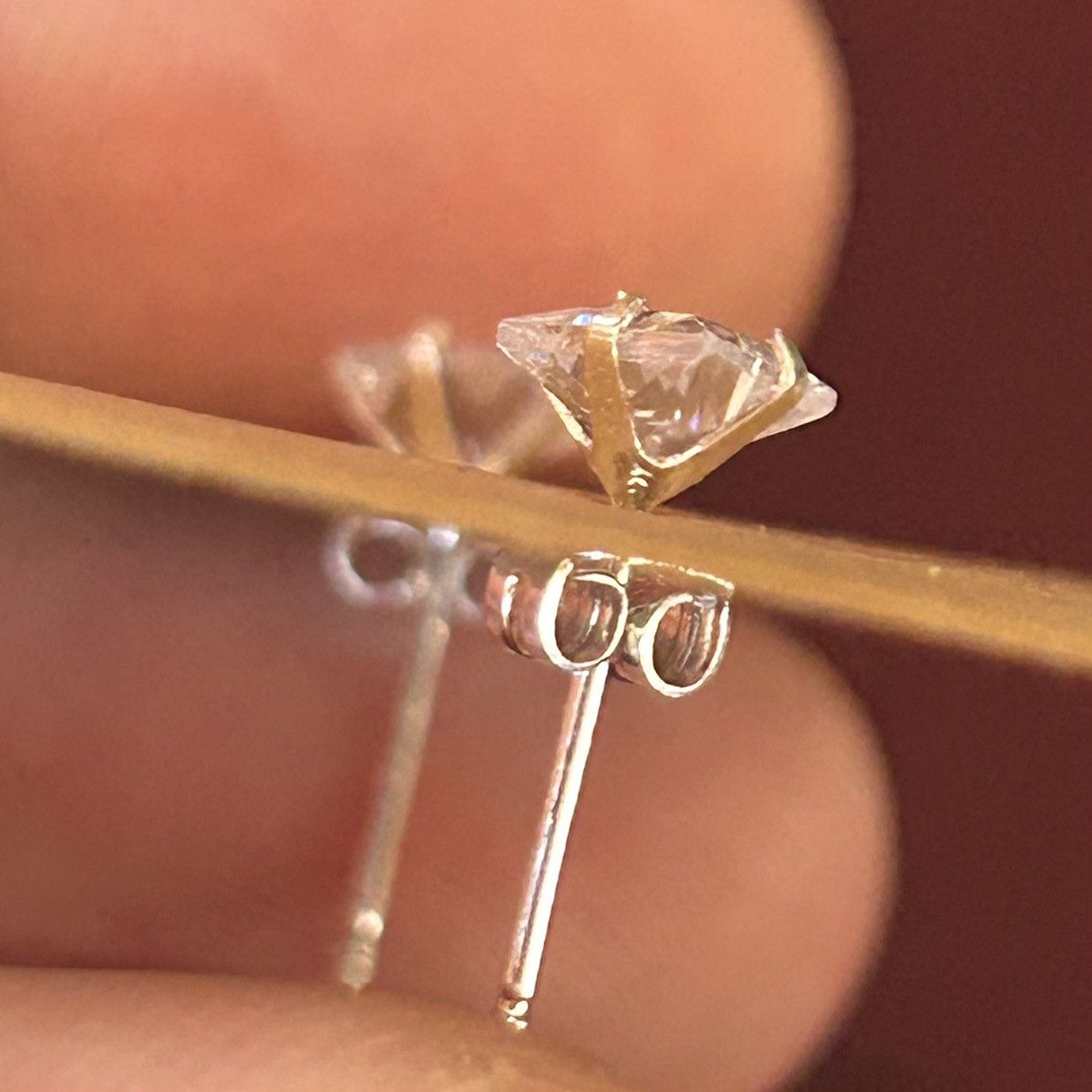 Jewelry Square cut prong set clear cubic zirconia stud earrings Size ONE SIZE - 8 Thumbnail