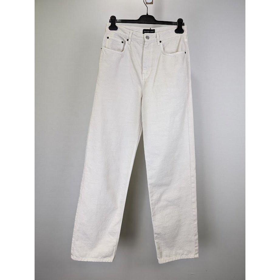 Balenciaga o1rshd1 Loose Fit Jeans White Denim in Cream Size US 26 / EU 42 - 1 Thumbnail