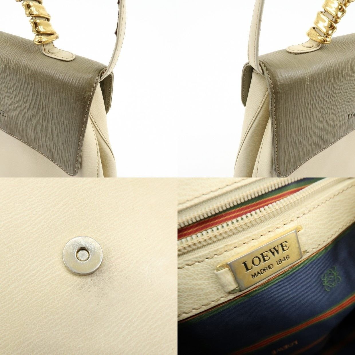 Loewe Loewe Velazquez Calfskin Handbag Beige Size ONE SIZE - 14 Thumbnail