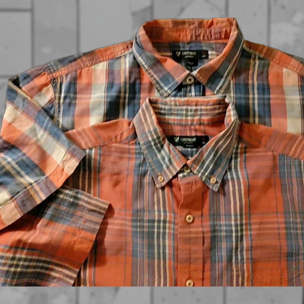 VINTAGE Daniel Cremieux Dress Shirts Lot of 2 Plaid Multicolor Adult Large  Short Sleeve Dress Shirt