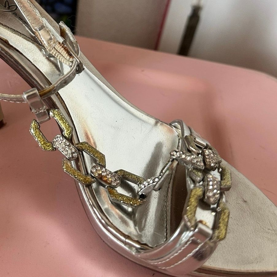 Other marichi mani silver green chain link heels shoes Size US 7 / IT 37 - 3 Thumbnail