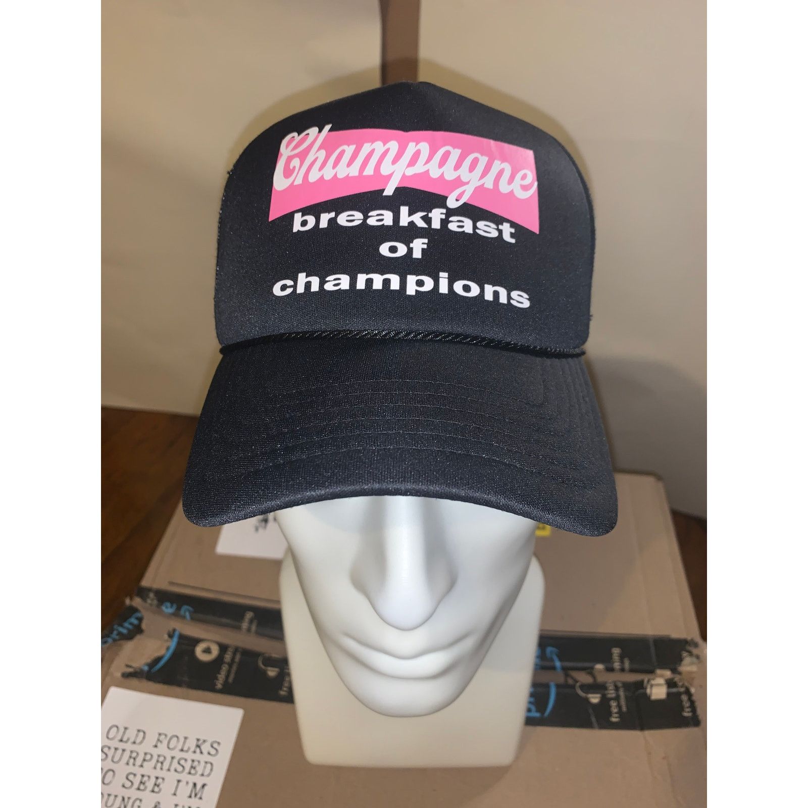 Other Champagne Breakfast of Champions Trucker Hat Black Snapback Size ONE SIZE - 1 Thumbnail