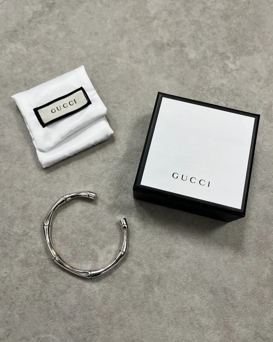 Gucci Gucci Silver Metal Bamboo Bracelet Size ONE SIZE - 1 Thumbnail
