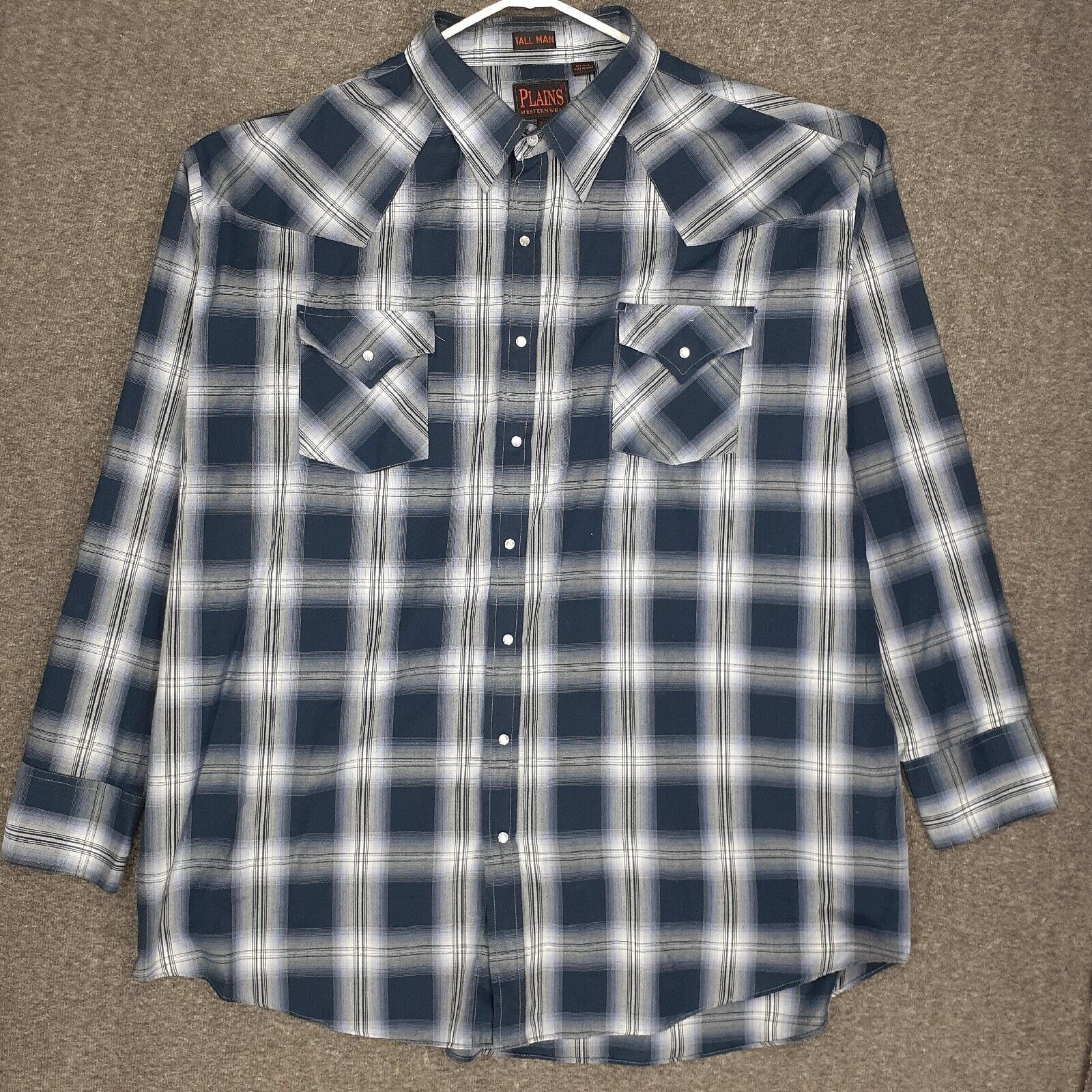 Vintage Plains Western Wear Pearl Snap shirt Adult 3XLT Tall Man Long ...