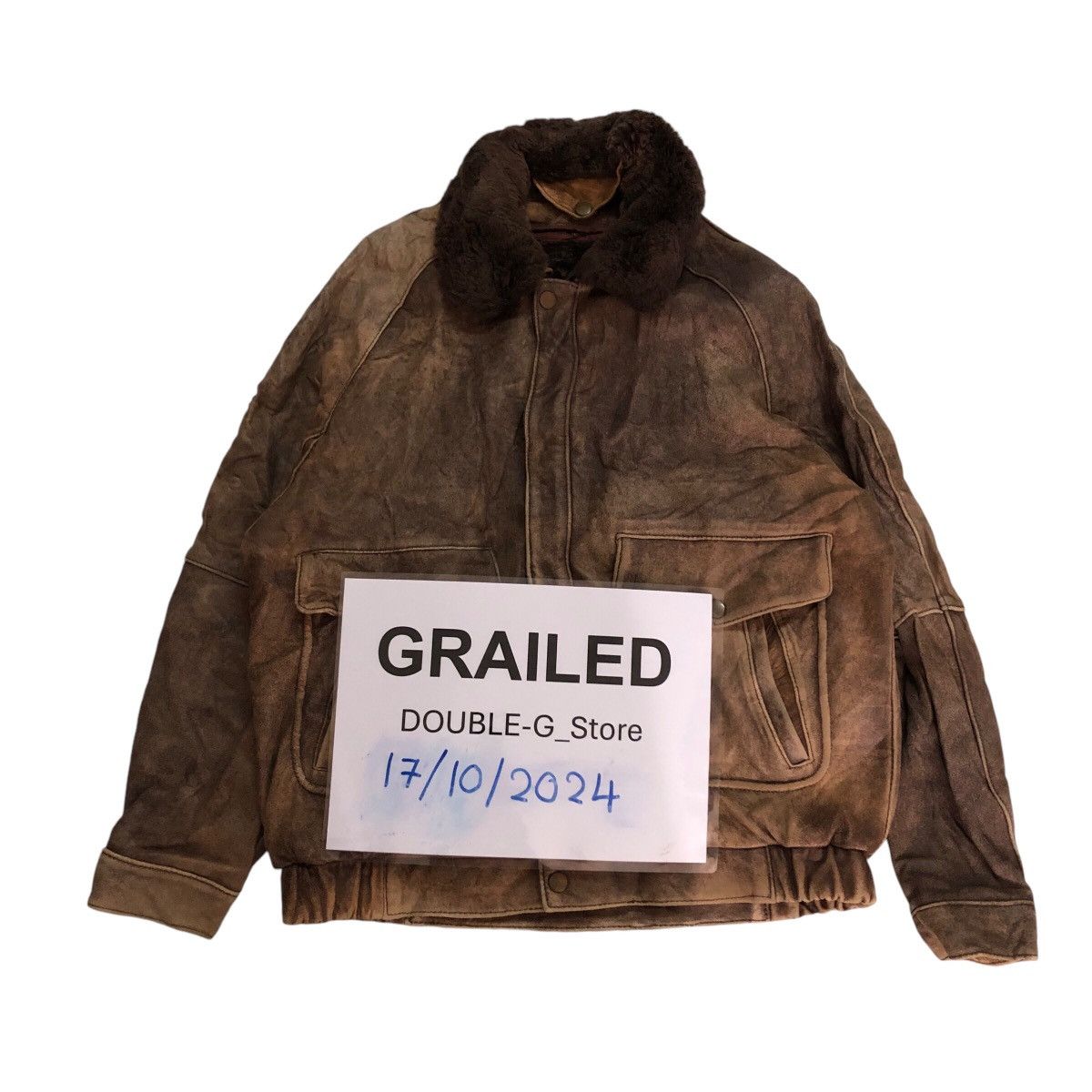 Japanese Brand 📌Vintage Bomber Leather Jacket Mink Fur Shearling Collar Size US M / EU 48-50 / 2 - 1 Thumbnail