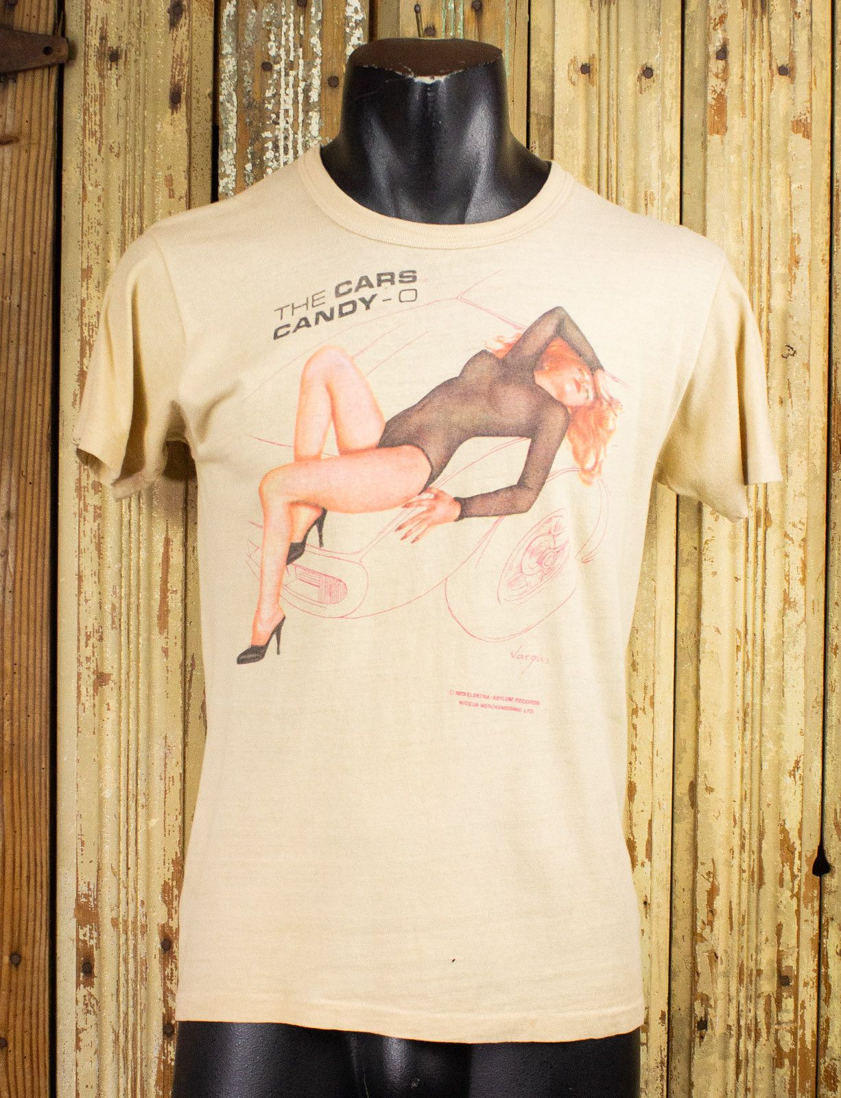 image of Band Tees x Vintage Cars Candy-O Promo T Shirt 1979 in Tan, Men's (Size Small)