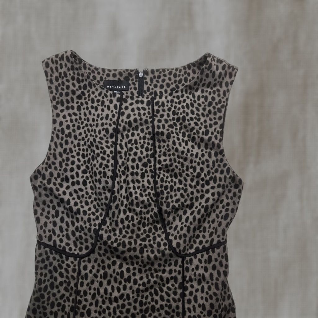 Sears METAPHOR Animal Print Brown Sheath Mini Dress Crew Neck Sleeveless Womens Medium Size M / US 6-8 / IT 42-44 - 1 Thumbnail