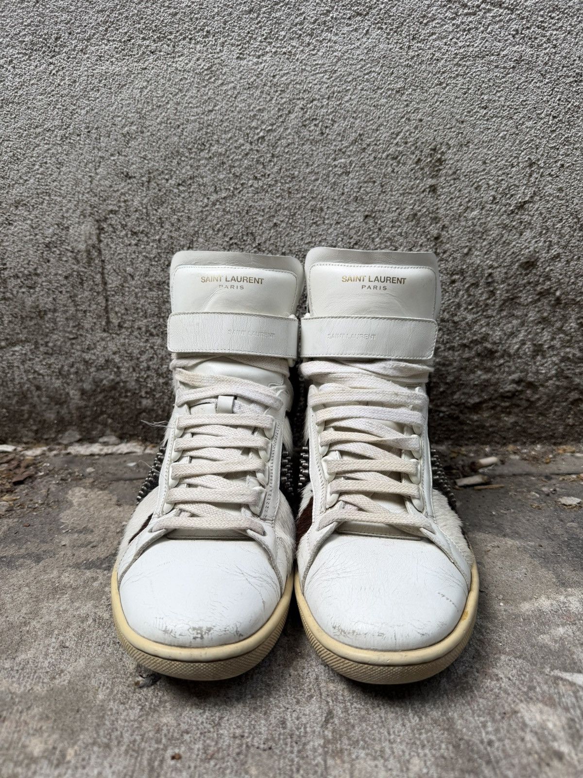 Saint Laurent Paris Saint Laurent FW14 Studded Calf Hair SL/14H high top sneaker Size US 7 / EU 40 - 3 Thumbnail