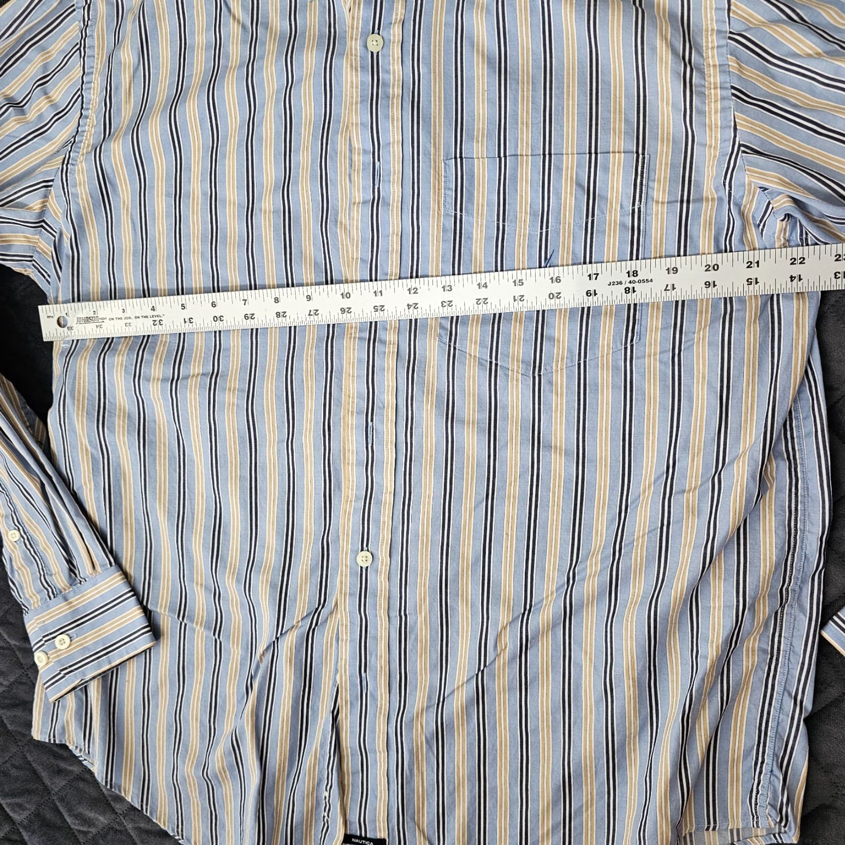 Nautica Nautica Shirt Men Large Blue Stripe Twill Cotton Button-Down Mens Size US L / EU 52-54 / 3 - 6 Thumbnail