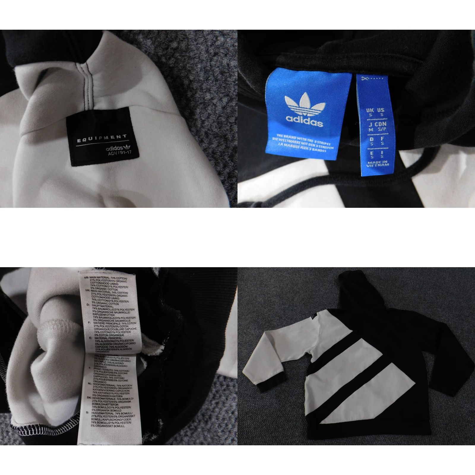 Adidas Adidas Hoodie Mens S Black White Equipment ADV 91-17 Stripes Streetwear Zip Pullover Regular Mens Size US S / EU 44-46 / 1 - 8 Thumbnail