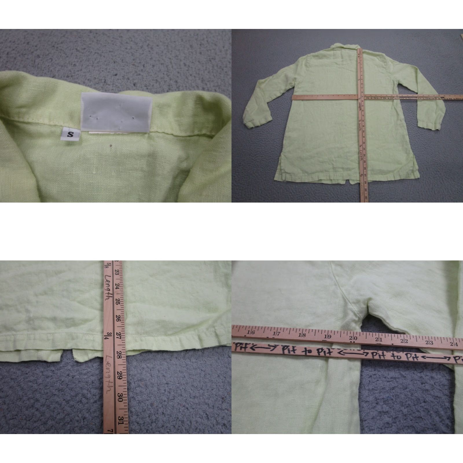 Marcs VINTAGE Hot Cotton Shirt Women Button-Up Tunic Linen Embroidered Green Small Long Sleeve Collared Oversized Bohemian Lagenlook Button Size S / US 4 / IT 40 - 8 Thumbnail