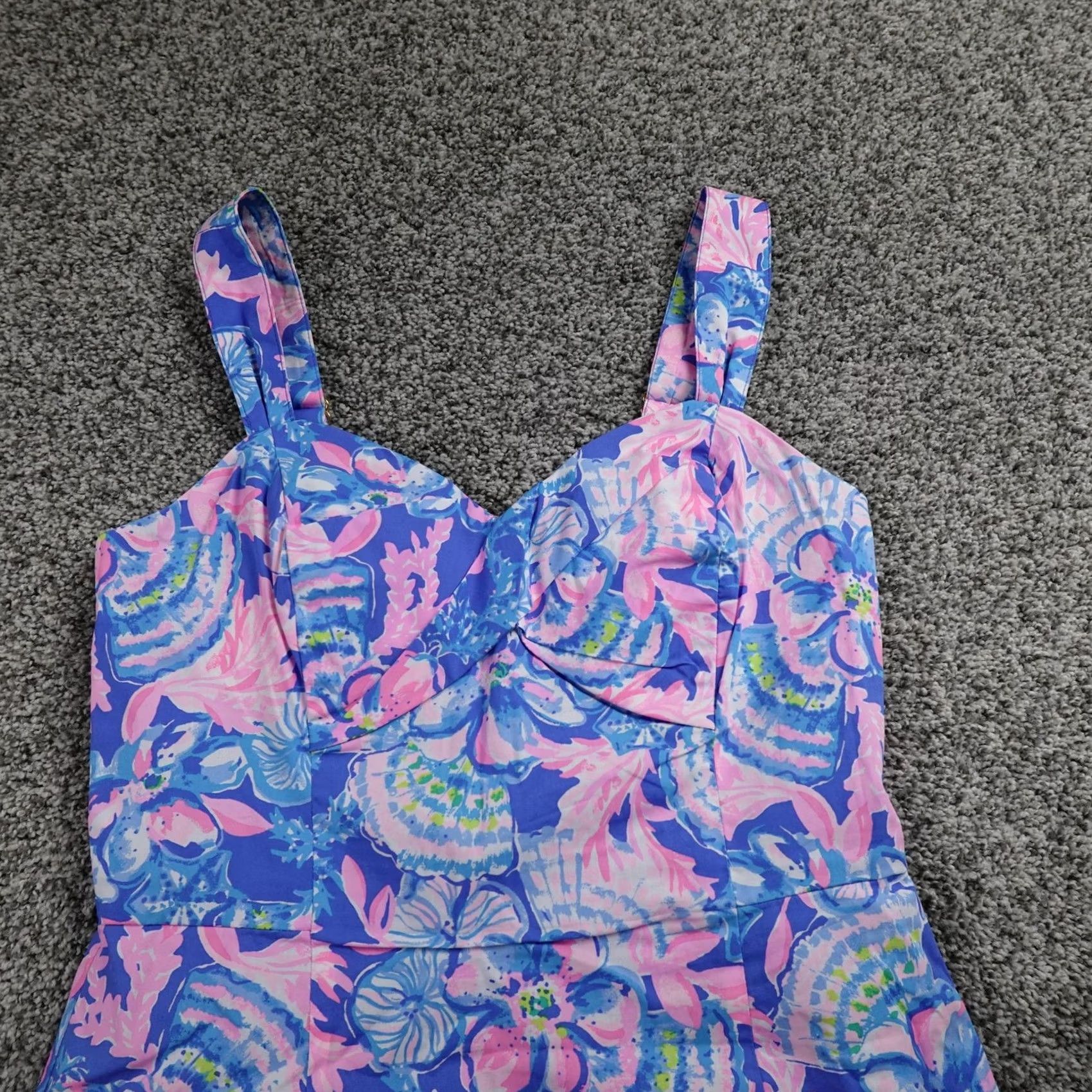 Lilly Pulitzer Lilly Pulitzer Dress Womens 2 Blue Pink Floral Sundress Tank/Strap Sleeveless Sweetheart Neckline Casual Party Cocktail Summer Size XS / US 0-2 / IT 36-38 - 3 Thumbnail