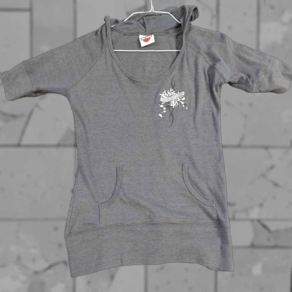 Harley Davidson Harley-Davidson Womens T-Shirt Gray Raglan Sleeves Scoop Neck Hoodie L Size L / US 10 / IT 46 - 1 Thumbnail