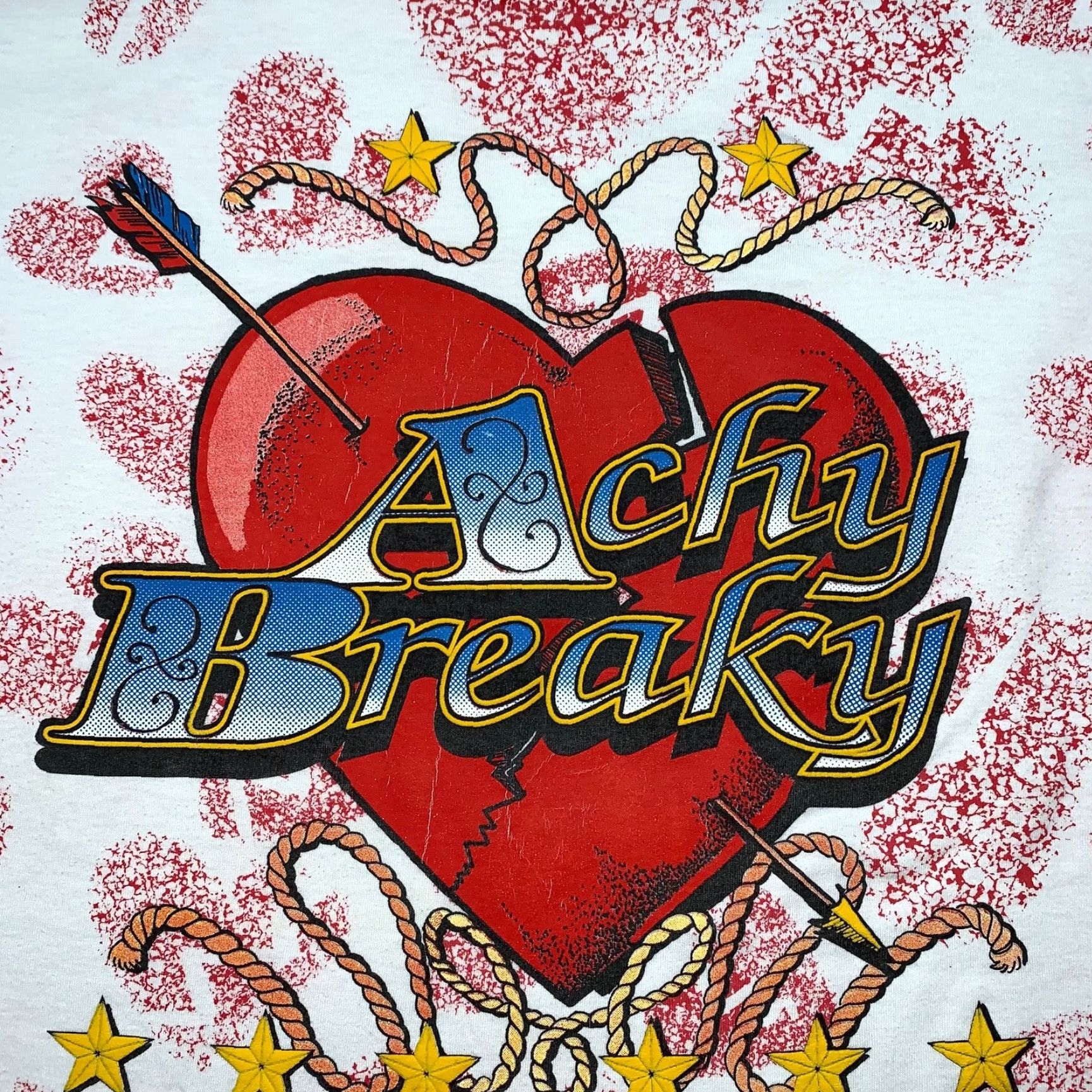 Vintage VINTAGE Screen Stars T-Shirt Mens XL White Heart Graphic Print Country 90s Billy Ray Cyrus Achy Breaky Shaped Box Nirvana 70s 80s Size US XL / EU 56 / 4 - 2 Thumbnail