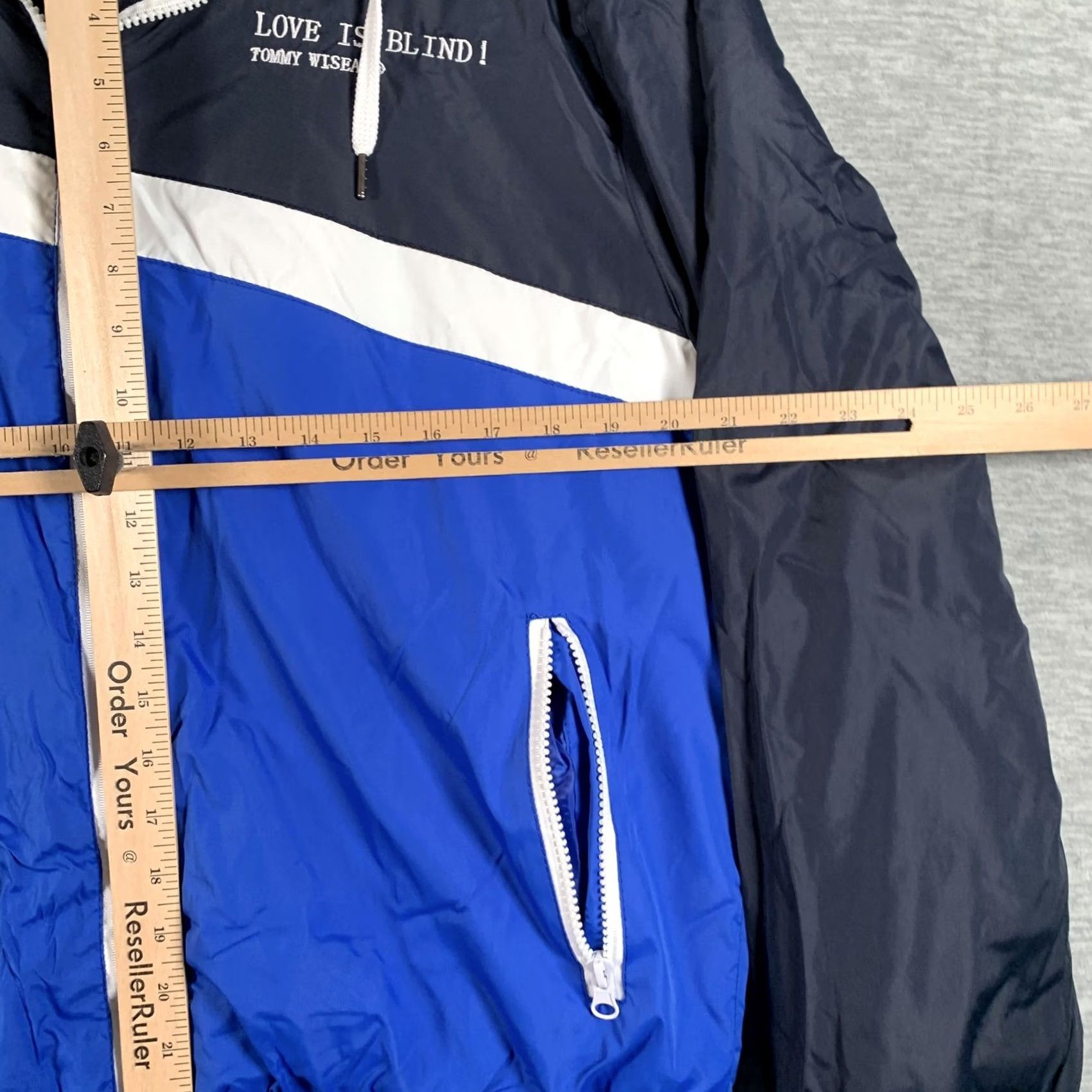Vintage Tommy Wiseau Jacket Mens Large Blue Striped Hooded Windbreaker Love Is Blind Size US L / EU 52-54 / 3 - 7 Thumbnail