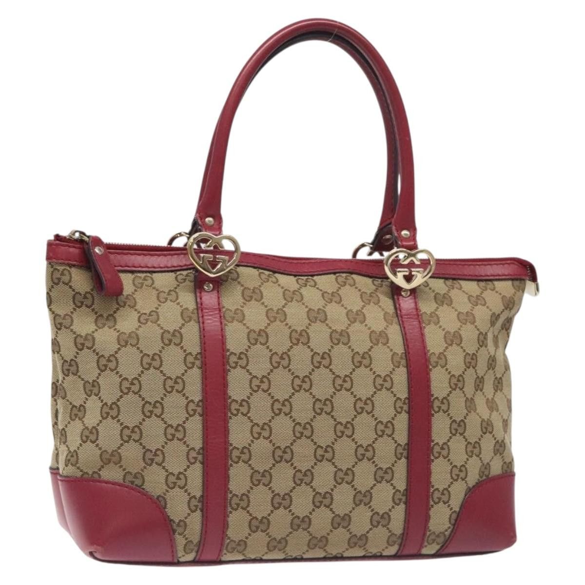 GUCCI GG Canvas Lovely Hand Bag Beige Gold