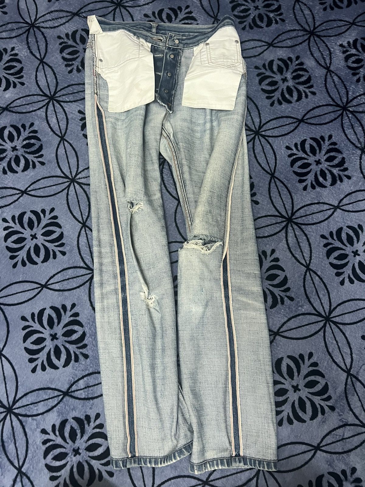 A.P.C. × Vintage A.P.C - Rue De Fleurus Paris Selvedge Button Fly Distressed Size US 29 - 15 Thumbnail