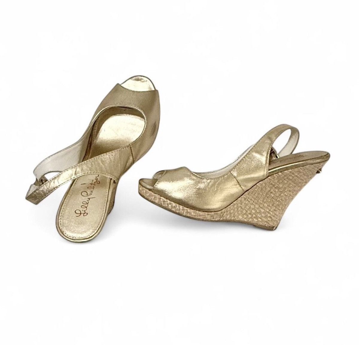Lilly Pulitzer Lilly Pulitzer Metallic Gold Slingback Wedges | Size: 7 Size US 7 / IT 37 - 2 Thumbnail