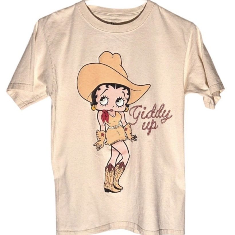 Disney Betty Boop Cowgirl Cream T-Shirt - Women's Small Size S / US 4 / IT 40 - 3 Thumbnail