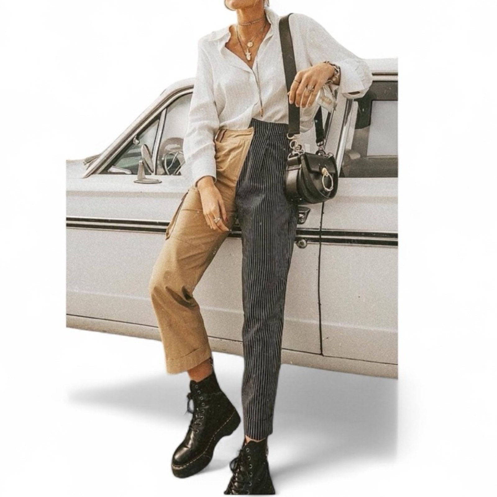 Other Choosy Night & Day Brown Dark Pinstriped Pants Cotton NWT 4 Size 27" / US 4 / IT 40 - 1 Thumbnail