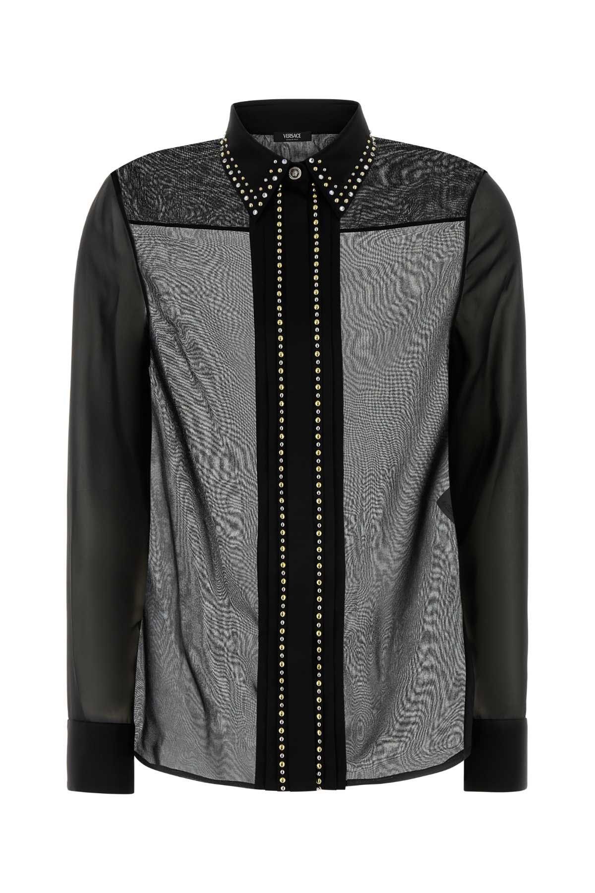 Versace Black Silk Shirt Size S / US 4 / IT 40 - 1 Thumbnail
