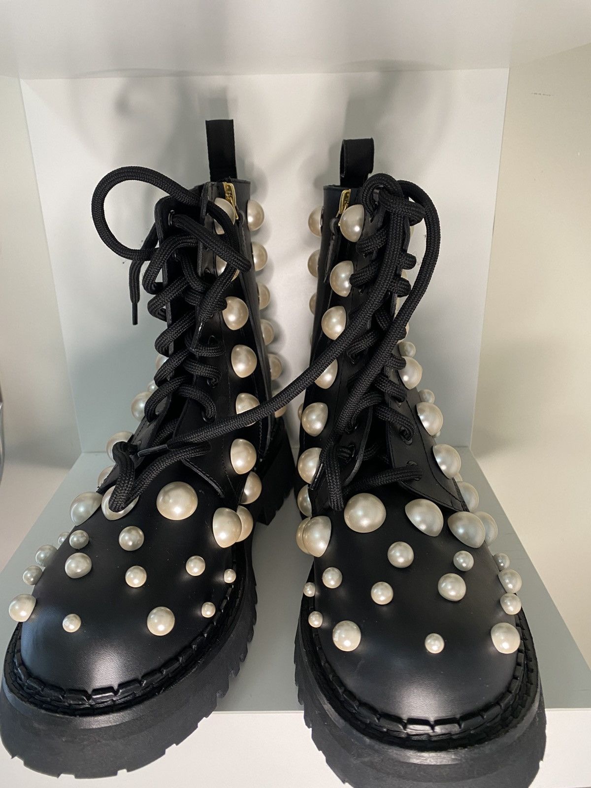 Moschino Moschino Couture Faux Pearl Leather Boots Size US 6.5 / EU 39-40 - 1 Thumbnail