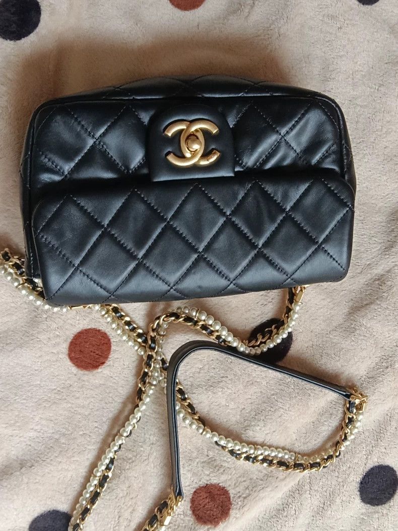 Chanel Chanel Crystal pearl metal chain calfskin one-shoulder cros Size ONE SIZE - 7 Thumbnail