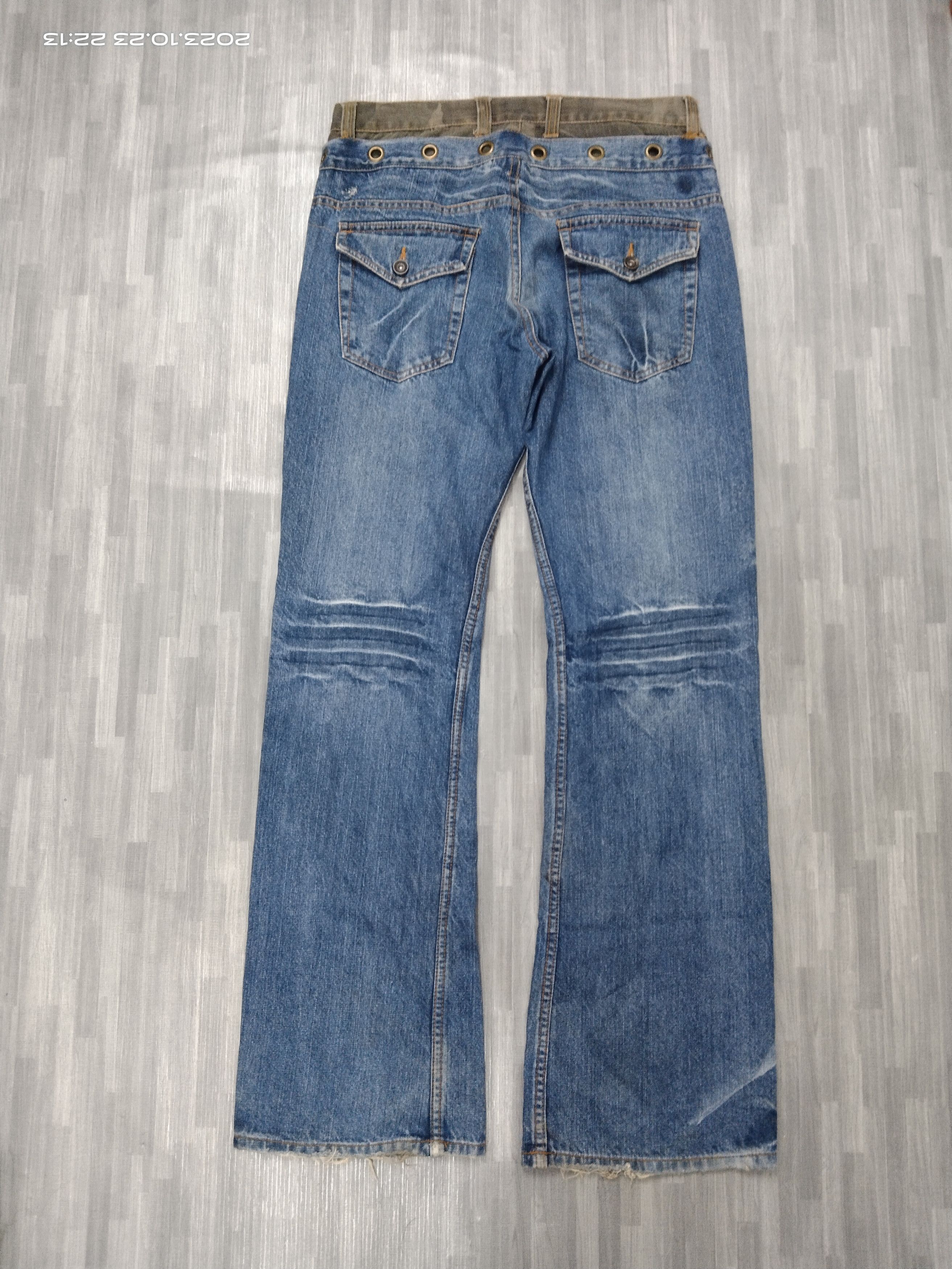Japanese Brand FLARE SICK RIPED DOUBLE WAIST NYLAUS JEANS Size US 32 / EU 48 - 3 Thumbnail