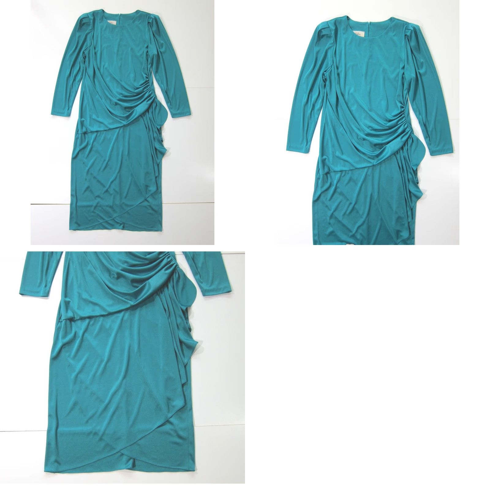 Vintage Vintage Pellini After 5 Green Long Sleeve Ruched Ruffle Cocktail Dress Women L Size L / US 10 / IT 46 - 8 Thumbnail