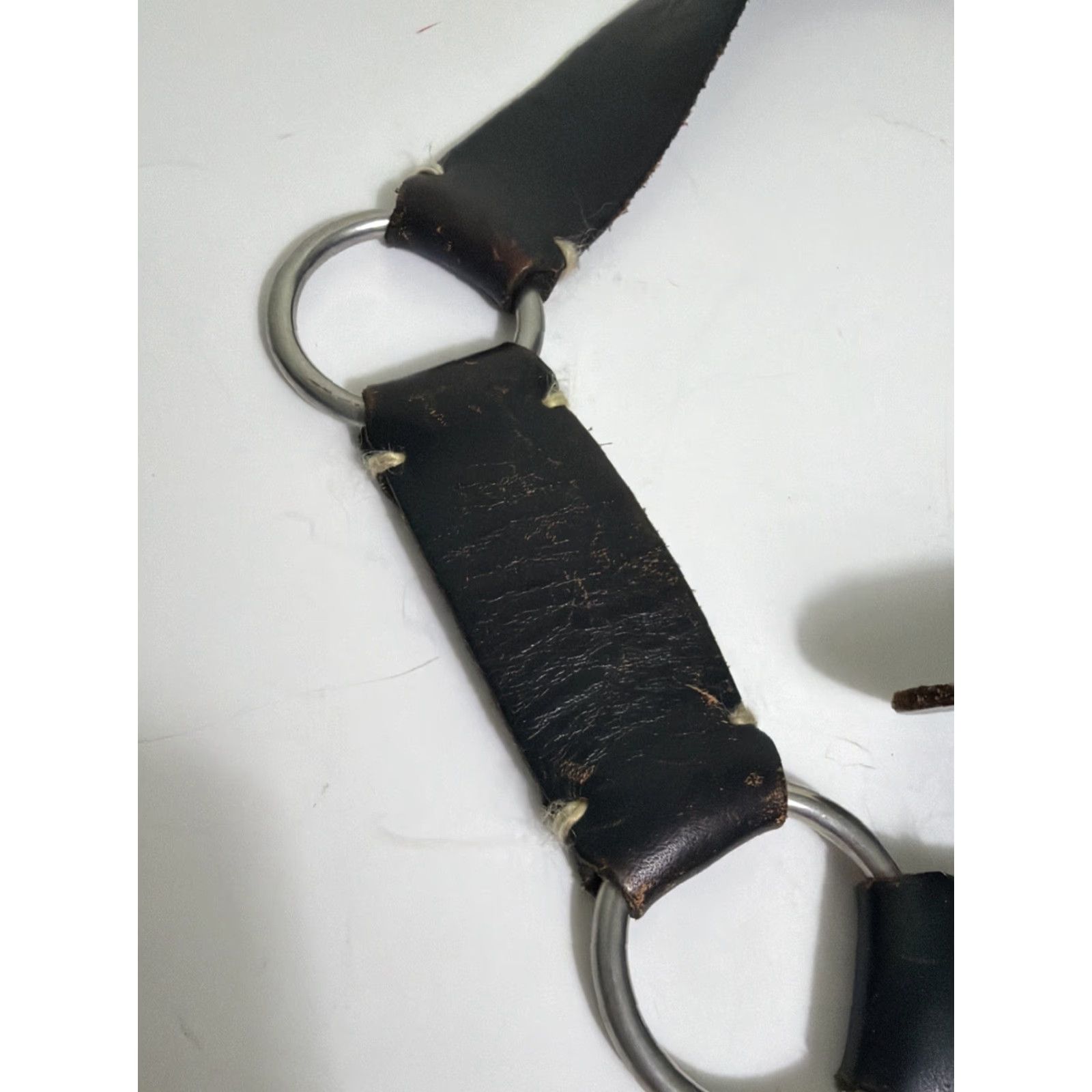 Gap VINTAGE Gap Black Leather Belt Double Metal Loop Flaw Holes Size 34” Women's Small S Metal 34” Belt Women Gap Black Leather Belt 90s Y2K Size ONE SIZE - 5 Thumbnail