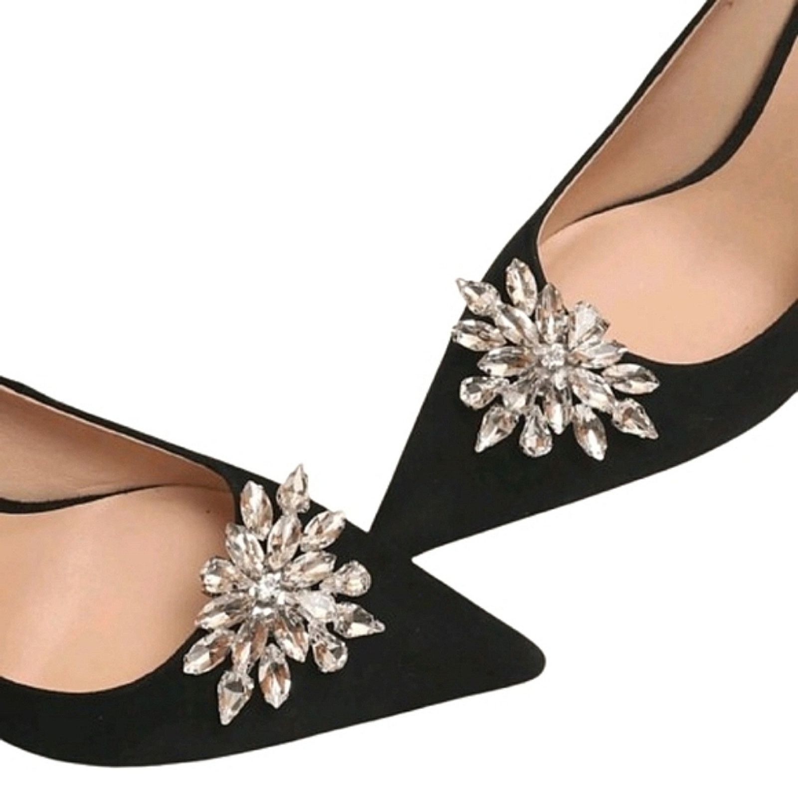 Other ELEGANT ☆ CRYSTAL & SILVERTONE ☆ FLOWER SHOE CLIPS ☆ NIP Size US 4 / IT 34 - 3 Thumbnail