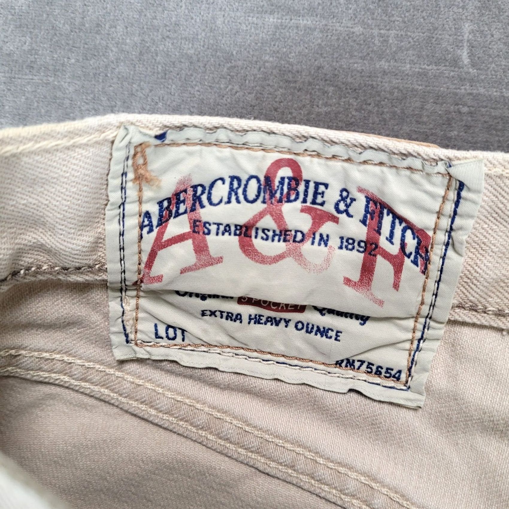 Abercrombie & Fitch Abercrombie & Fitch Jeans Mens Distressed Heavyweight Tan Khaki 32x31 5-Pocket Denim Straight Relaxed 32 Beige 90s Vintage Style Mens Size US 32 / EU 48 - 4 Thumbnail
