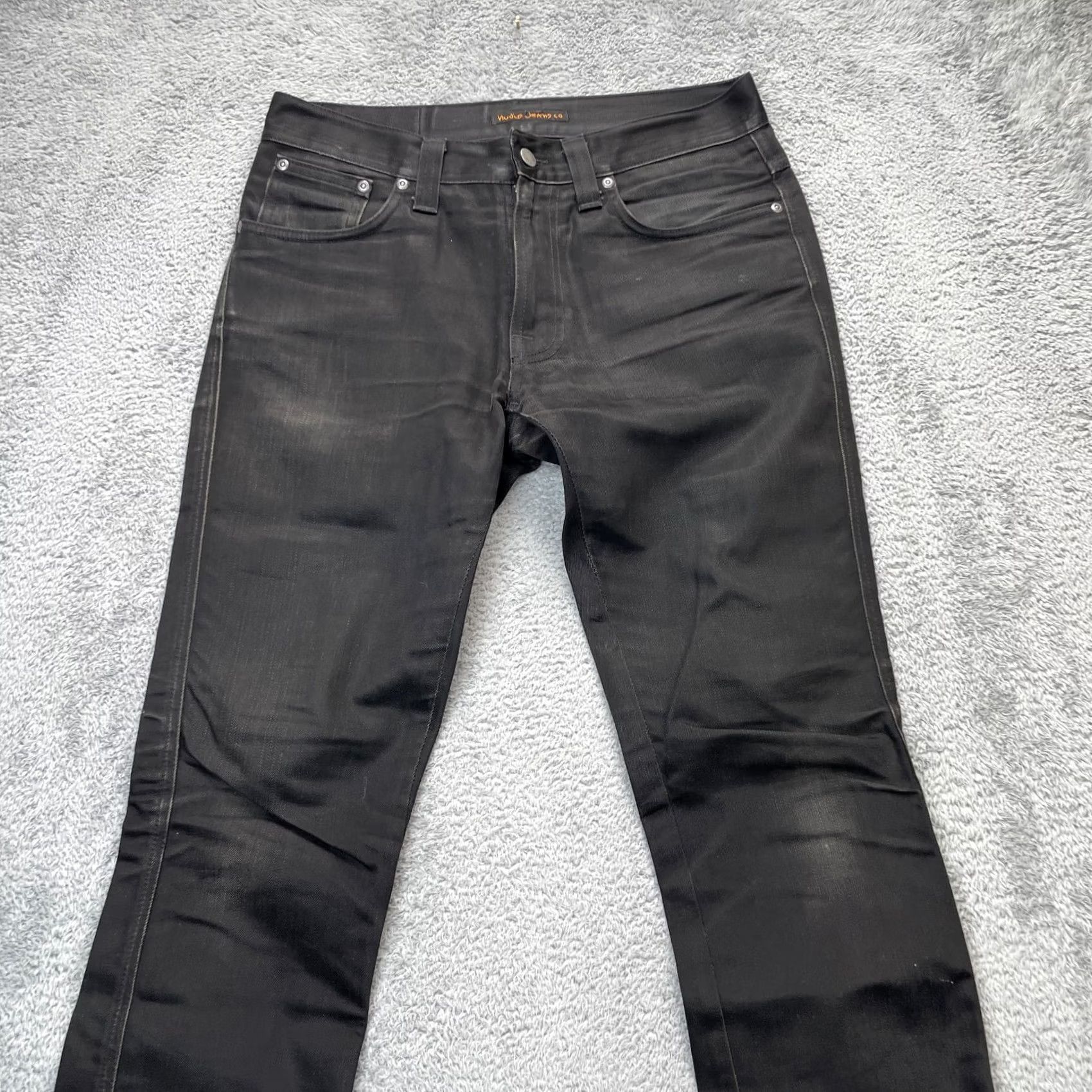 Nudie Jeans Nudie Jeans Mens 31x32 Black Skinny Denim Logo Organic Cotton Dark Wash Jeans Regular 5-Pocket Black Mens Skinny Jeans Size US 32 / EU 48 - 6 Thumbnail
