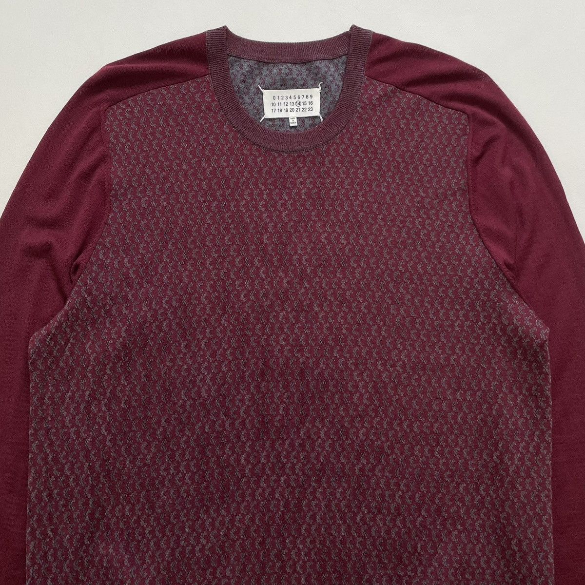 Maison Margiela A/W 13 Burgundy Patterned Wool Sweater Size US L / EU 52-54 / 3 - 5 Thumbnail