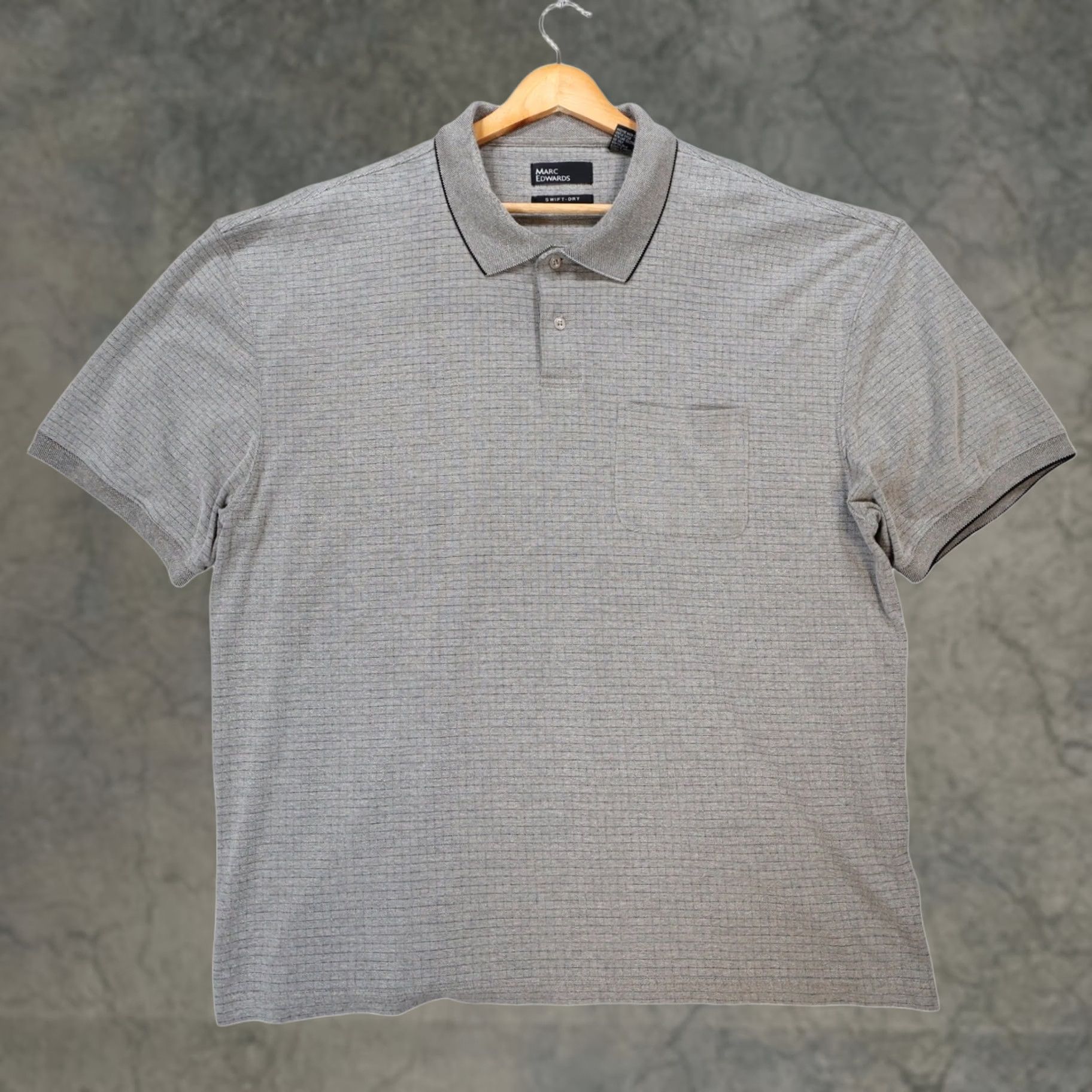 Vintage Marc Edwards Polo Shirt Mens XL Gray Swift-Dry Textured Pocket Short S Size US XL / EU 56 / 4 - 1 Thumbnail