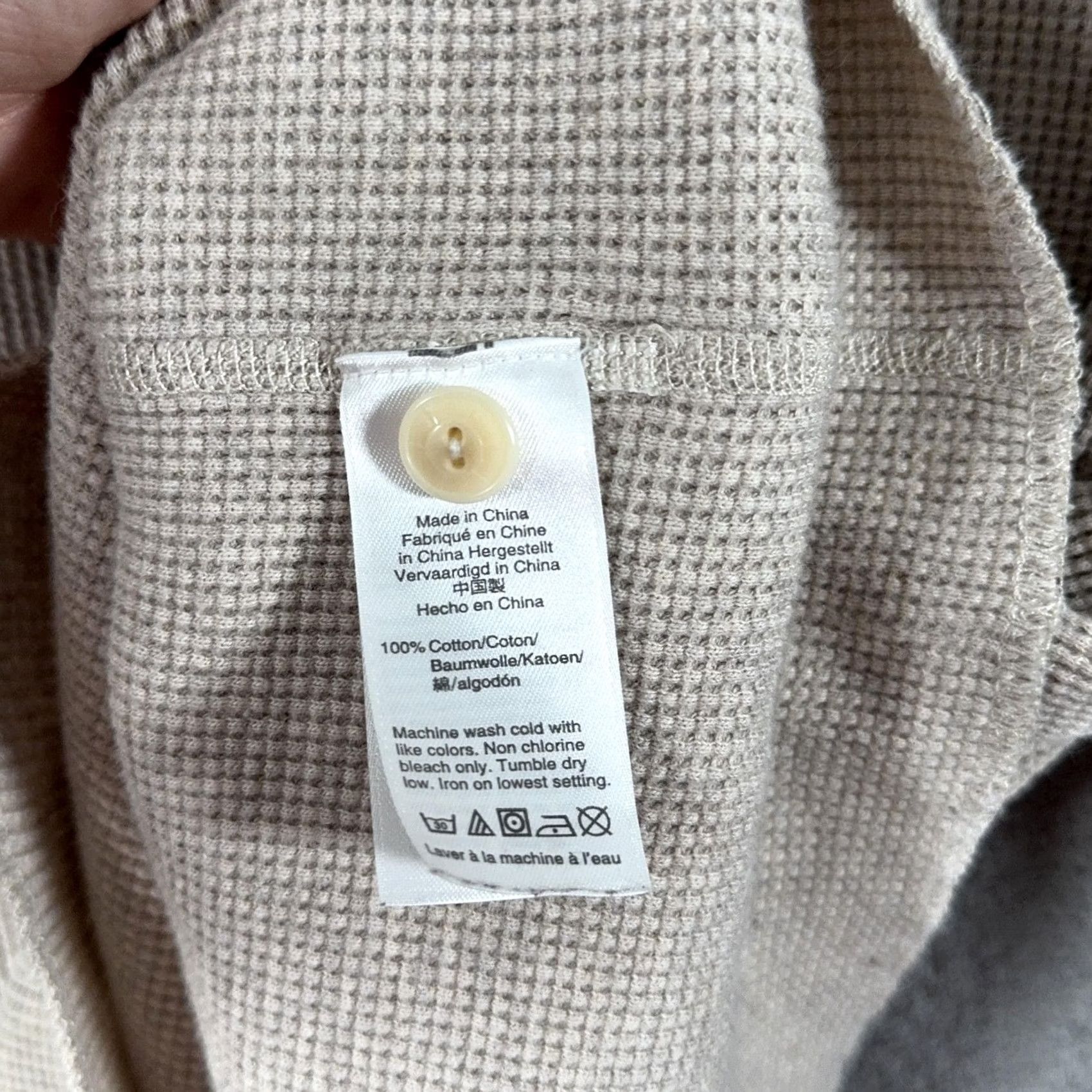 Wallace & Barnes Wallace & Barnes Shirt Mens XL Beige Thermal Henley Long Sleeve Cotton Size US XL / EU 56 / 4 - 4 Thumbnail