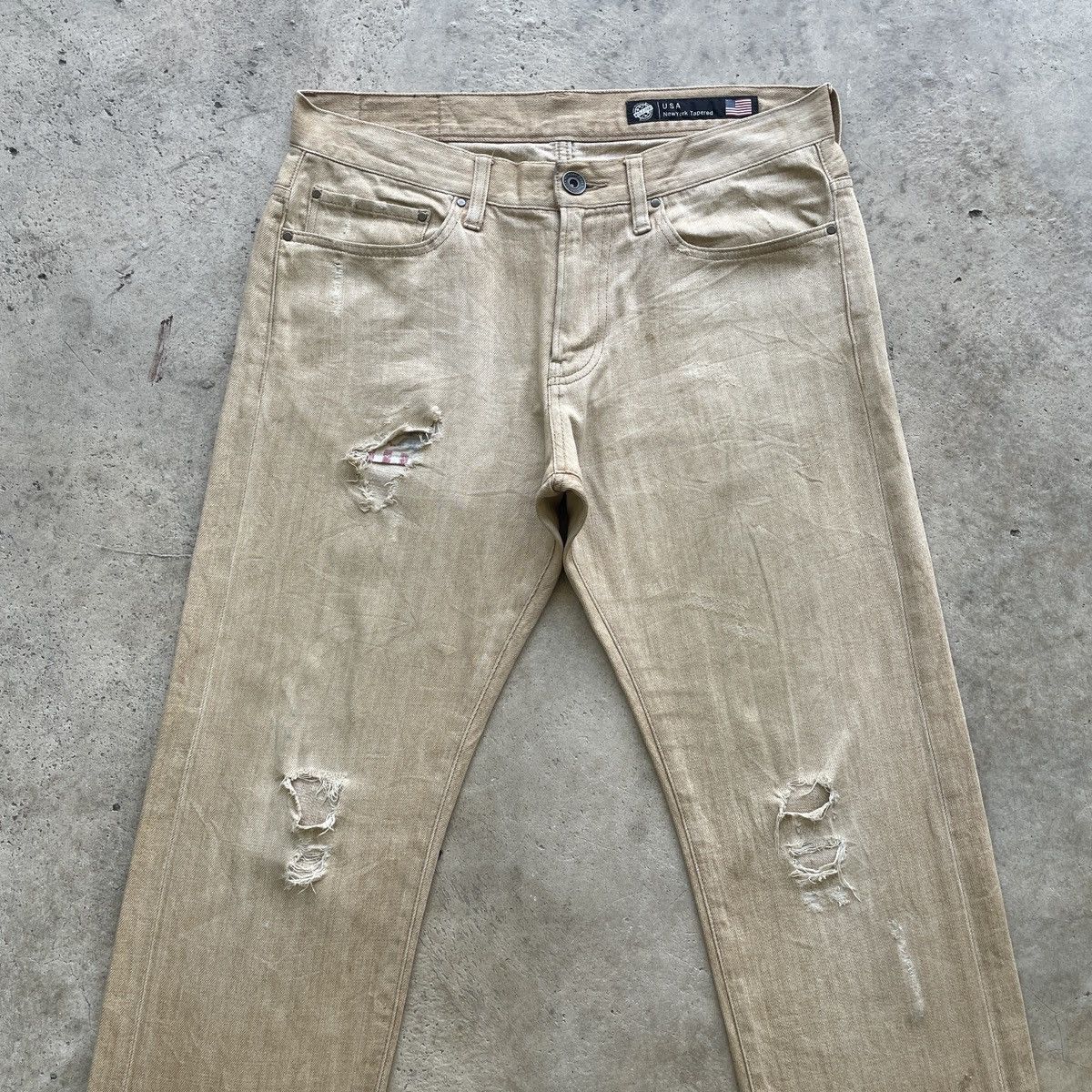 Japanese Brand W33 Vintage Back Number Jeans Distressed Faded Ripped Pants Size US 33 - 3 Thumbnail