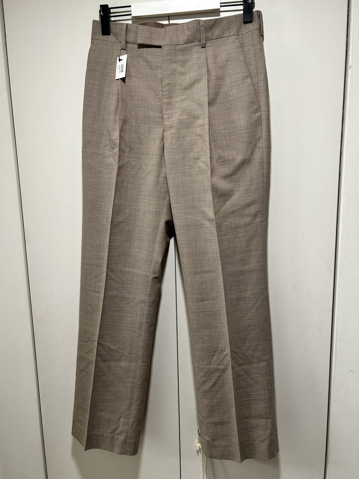 Auralee super fine tropical wool grey beige slacks