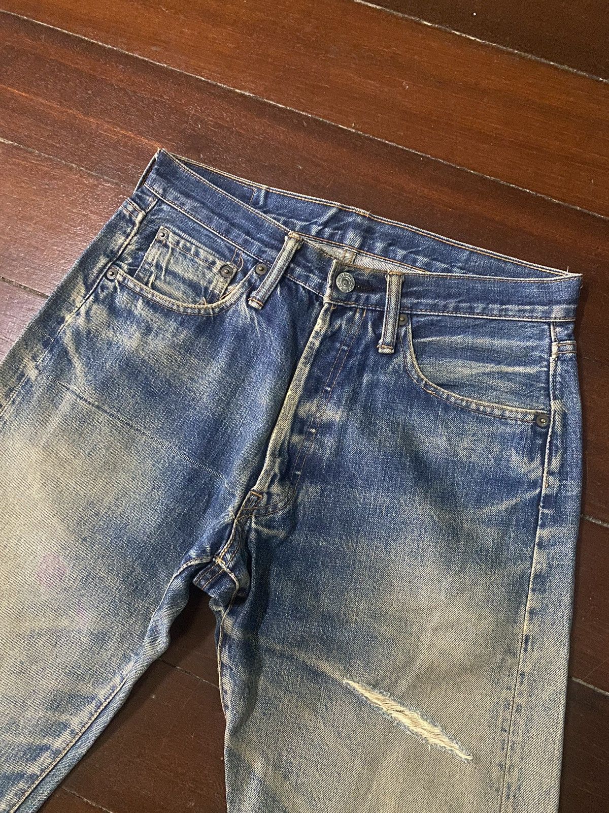Denime Vintage denime Distress Mud wash Denim Selvedge Jeans Size US 29 - 10 Thumbnail