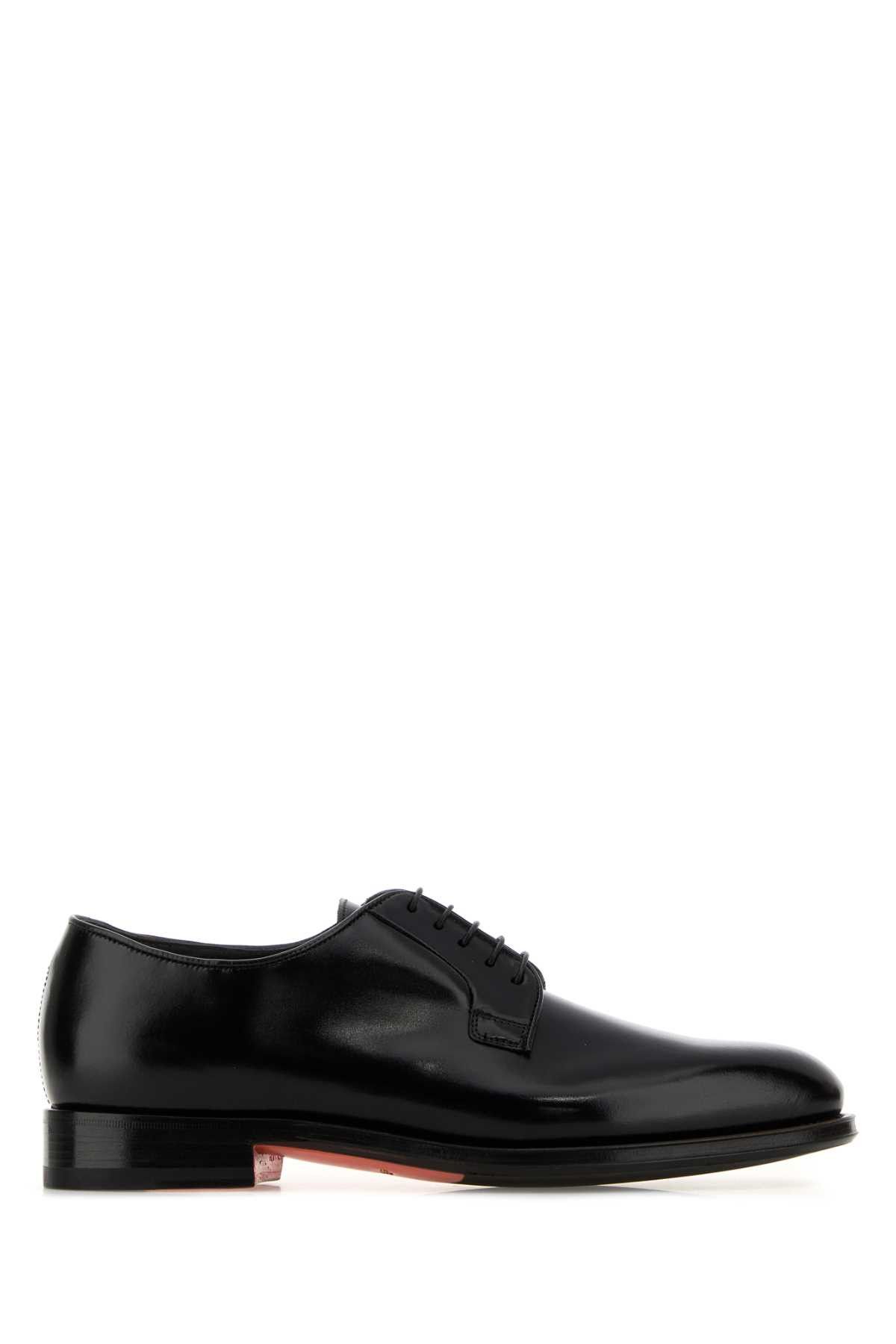 Santoni Black Leather Ensley Lace-Up Shoes Size US 10.5 / EU 43-44 - 1 Thumbnail