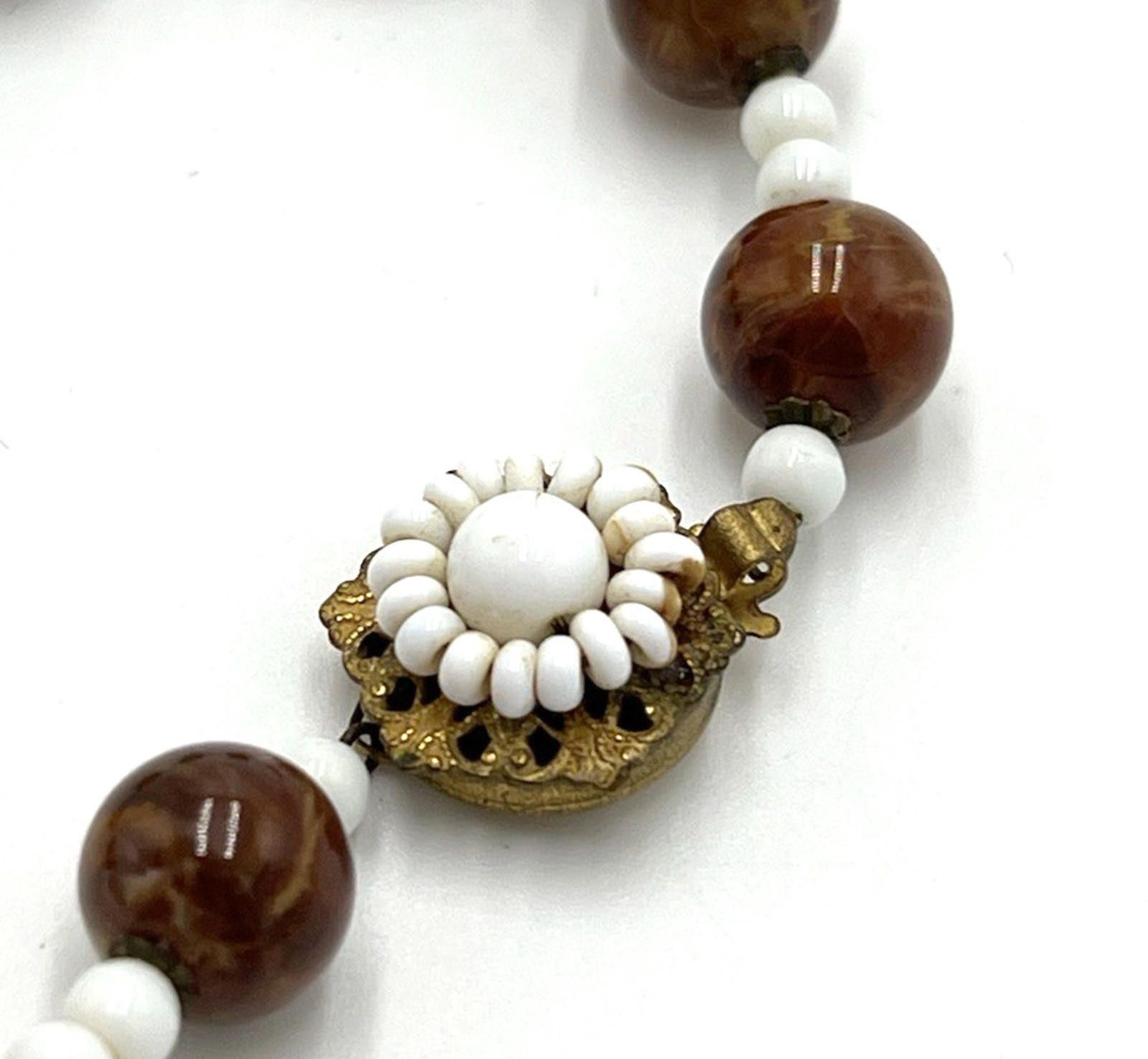 Other Miriam Haskell Bead Necklace Glass Brown & White Wrap Around Size ONE SIZE - 3 Thumbnail