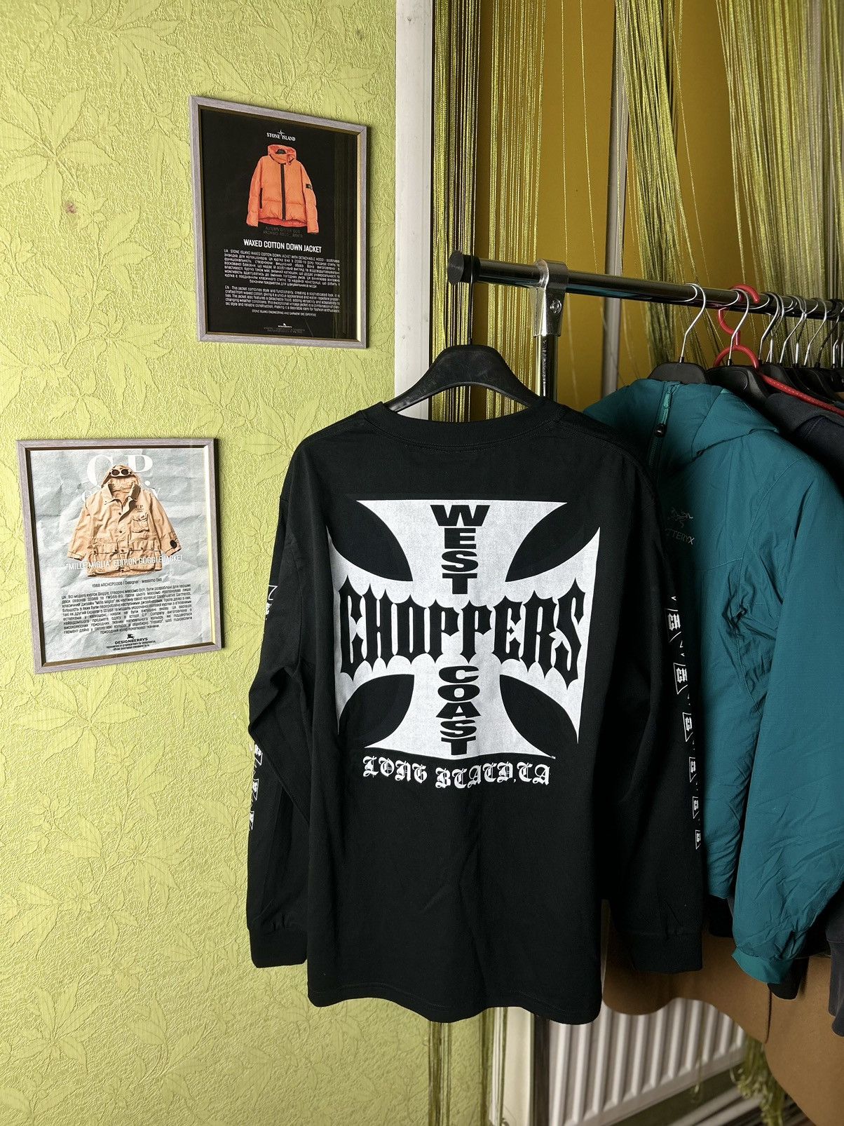 image of Long Sleeve West Coast Choppers 90's Black Logo, Men's (Size Large)