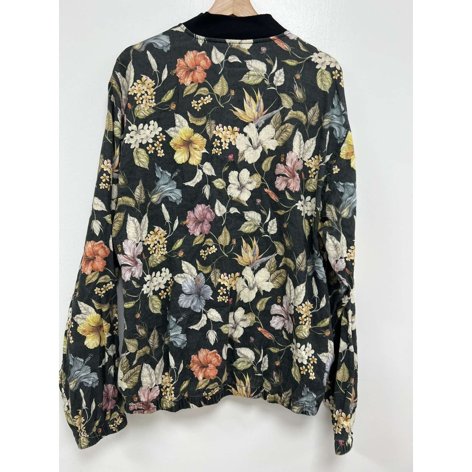 Onia Onia Women Jack Long Sleeve Linen Full-Zip Floral XL A000664 Size XL / US 12-14 / IT 48-50 - 7 Thumbnail