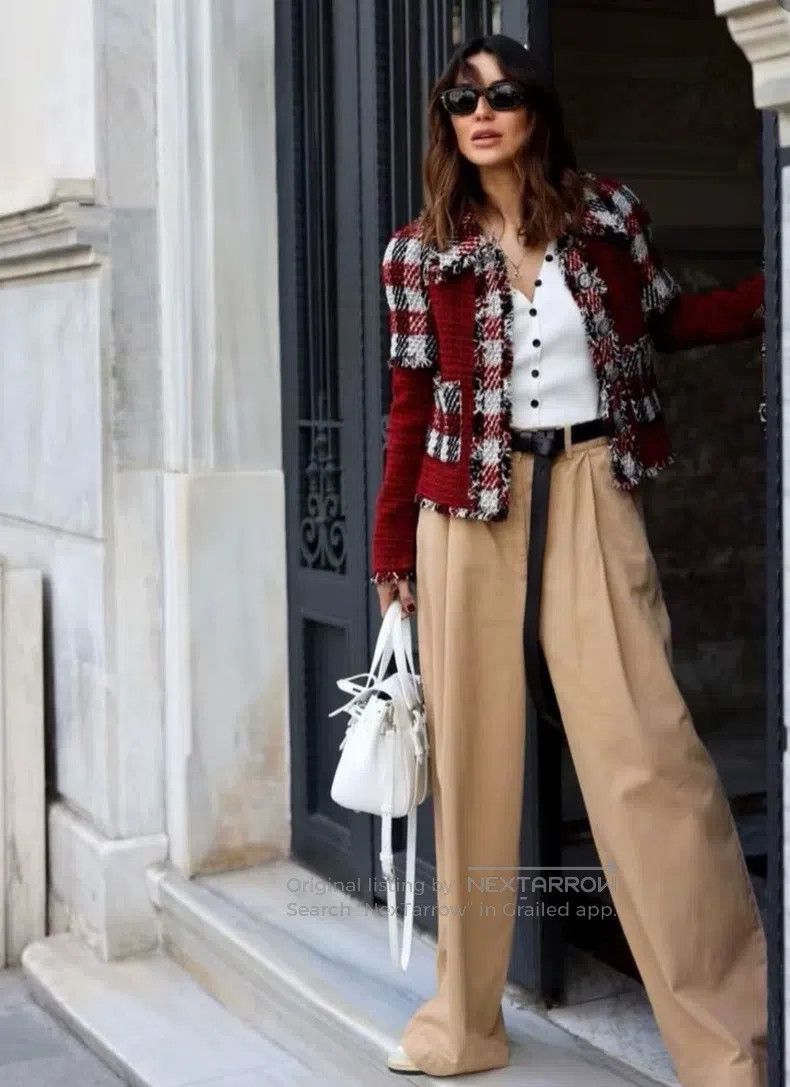 Chanel Chanel Red plaid tsel tweed coat Size XXS / US 00 / IT 34 - 9 Thumbnail