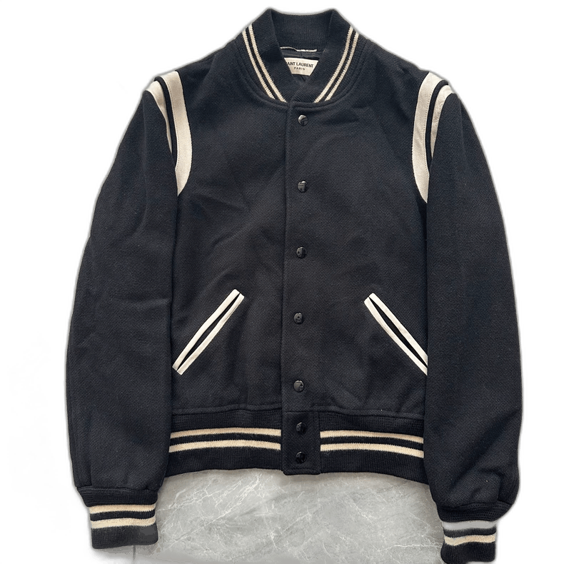 Hedi Slimane Saint Laurent 13FW Black White Varsity Jacket Size US M / EU 48-50 / 2 - 1 Thumbnail