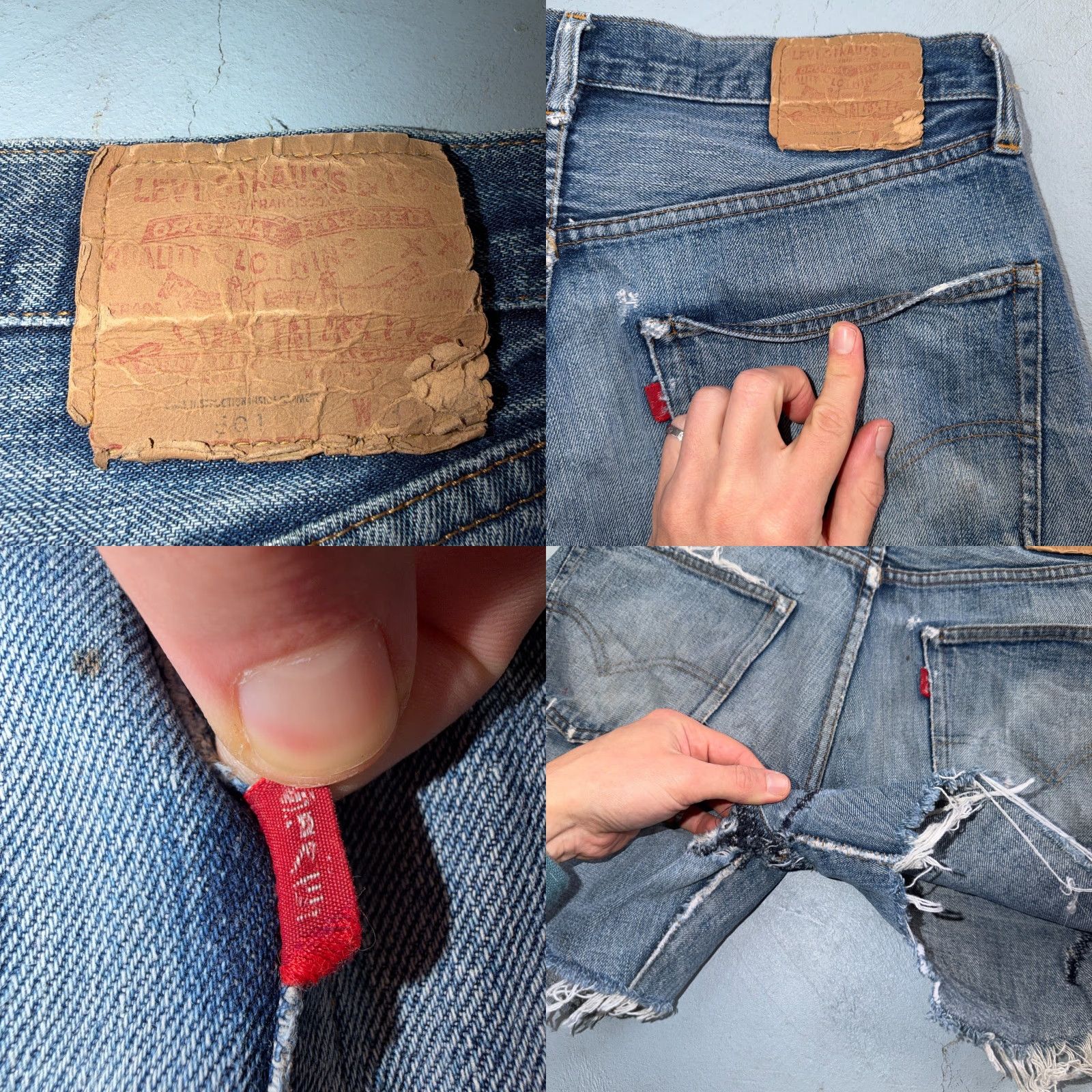 Levi's VINTAGE Levi's 501 Jeans 31x5 Light Wash Blue Denim Straight Classic USA 70s 80s Distressed Men Size US 31 - 10 Thumbnail