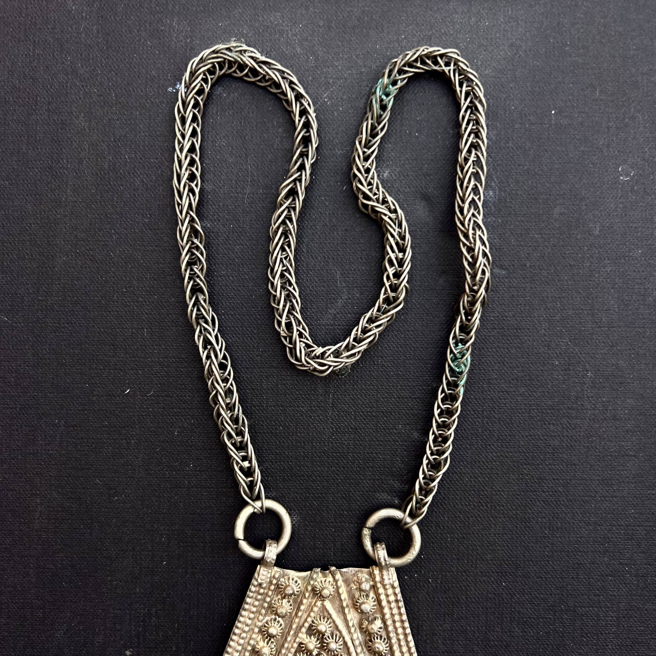 Vintage Antique Yemenite Bedouin Silver Necklace Ethnic Jewelry Size ONE SIZE - 3 Thumbnail